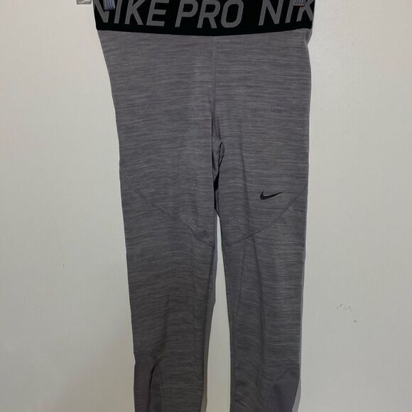 Nike Pro Dri-Fit Women's Gray Heather Elastic Waist Compression Leggings Medium - Picture 3 of 8